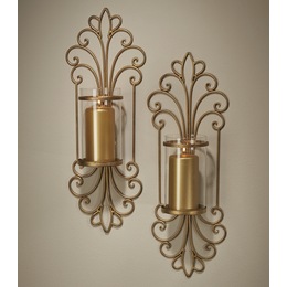 Set of 2 Monte Cristo Golden Glass Sconces, , large
