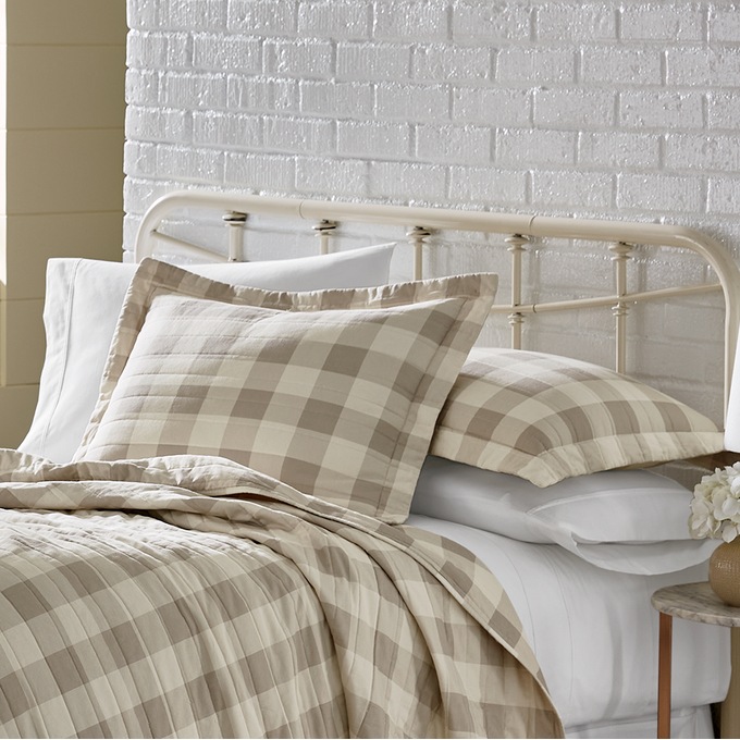 Taupe online buffalo check