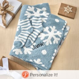 Holiday Knit Throw and Sock Set, , large