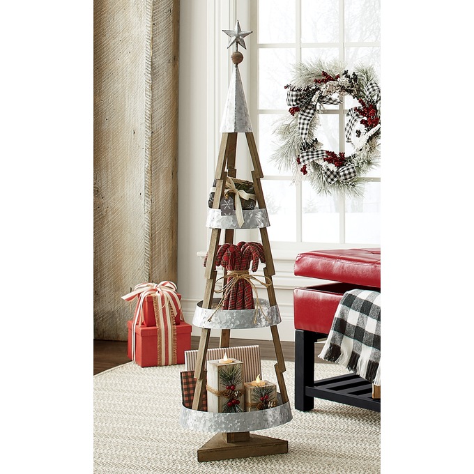 3-Tier Galvanized Christmas Tree Shelf | Country Door