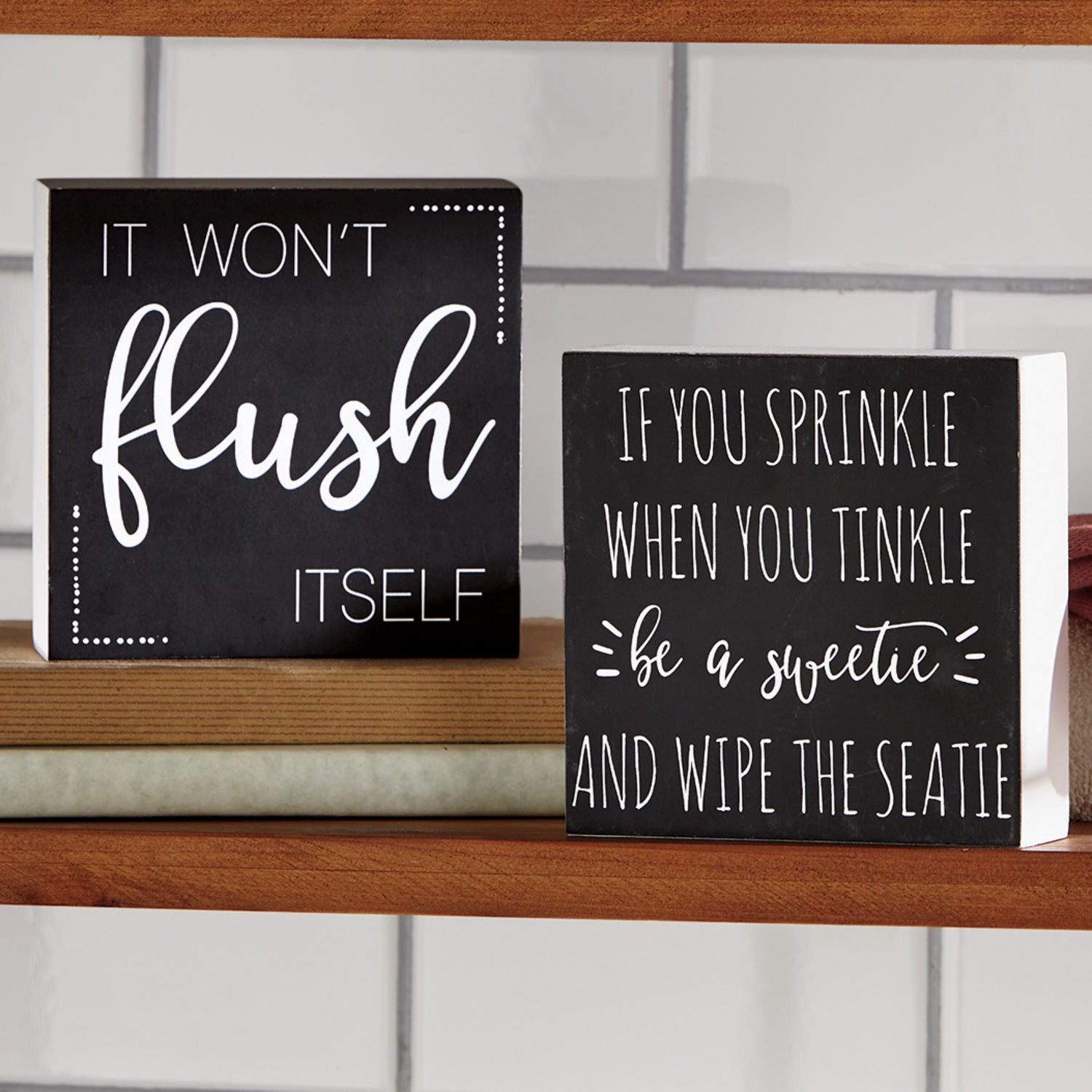 Set of 2 Bathroom Manners Signs Country Door