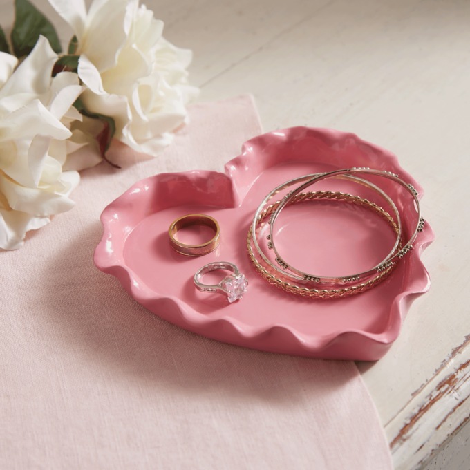 Scalloped Heart Trinket Tray, , large