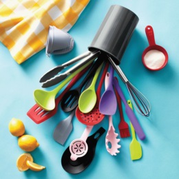 18-Piece Bright Silicone Kitchen Tool Set, , large