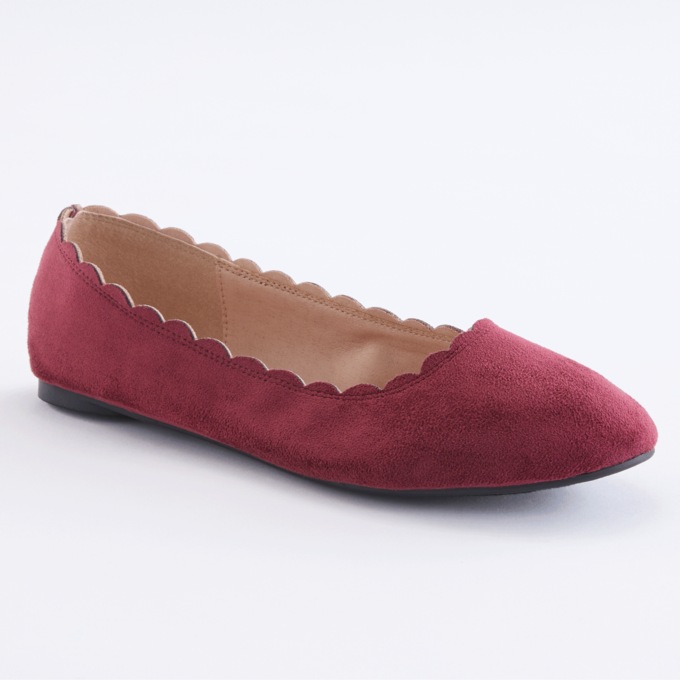 Scalloped Faux-Suede Flat for Women, , large
