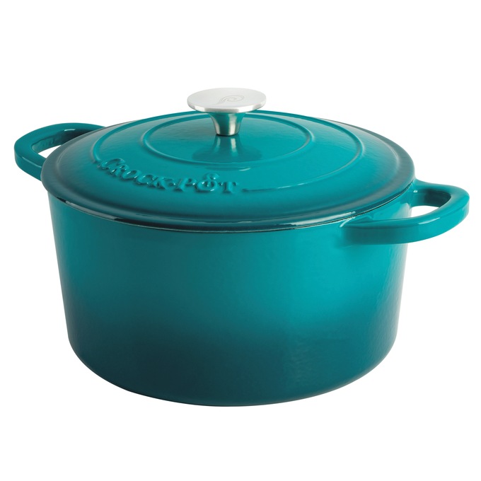 Crock Pot Artisan 5-qt. Enameled Cast Iron Dutch Oven with Lid, Teal Ombre, large
