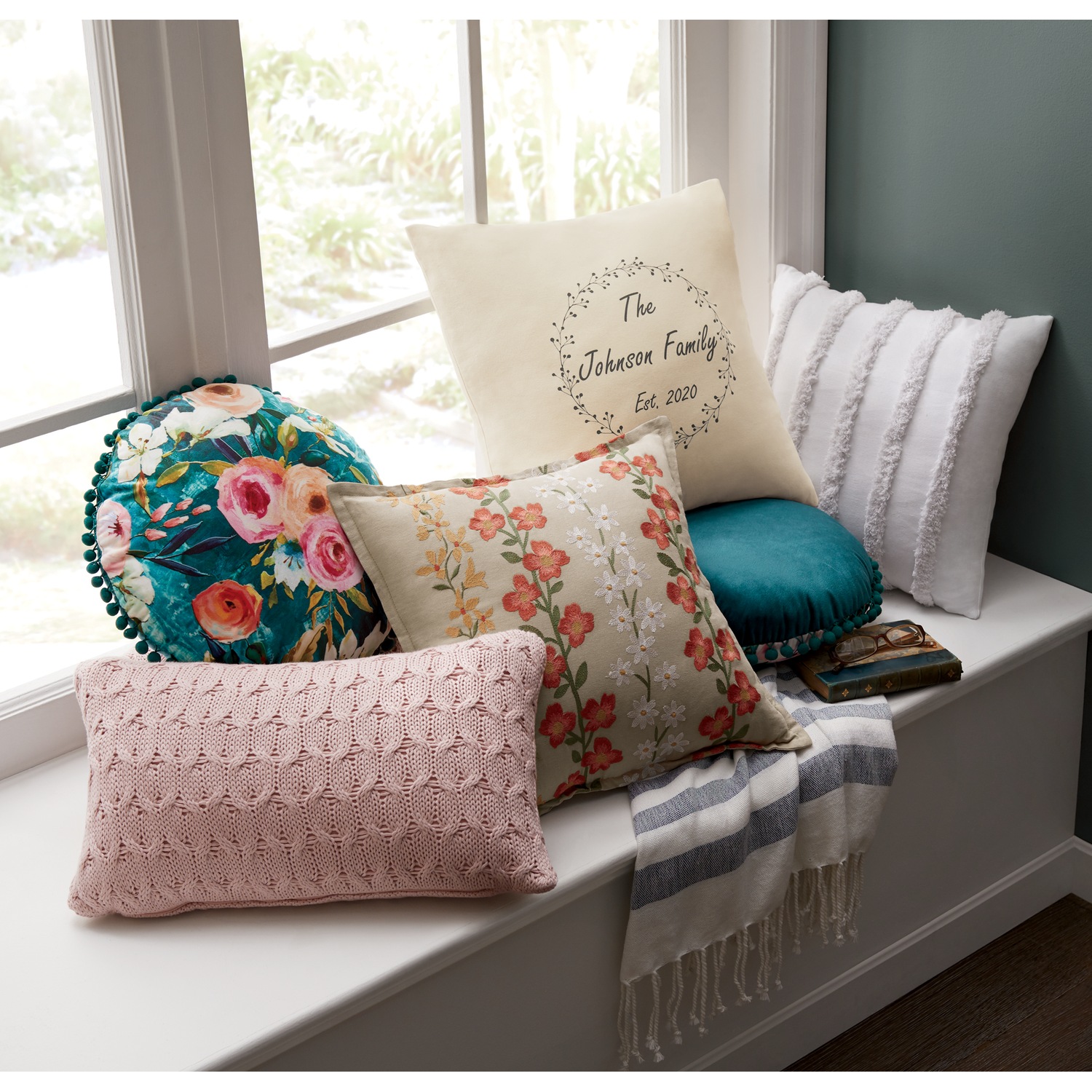 Round Floral Pillow Country Door