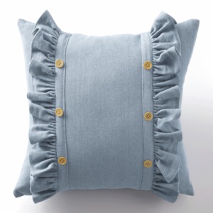 Faux-Denim Accent Pillow, Blue, large