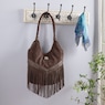 Braided Fringe Bag, Brown, large