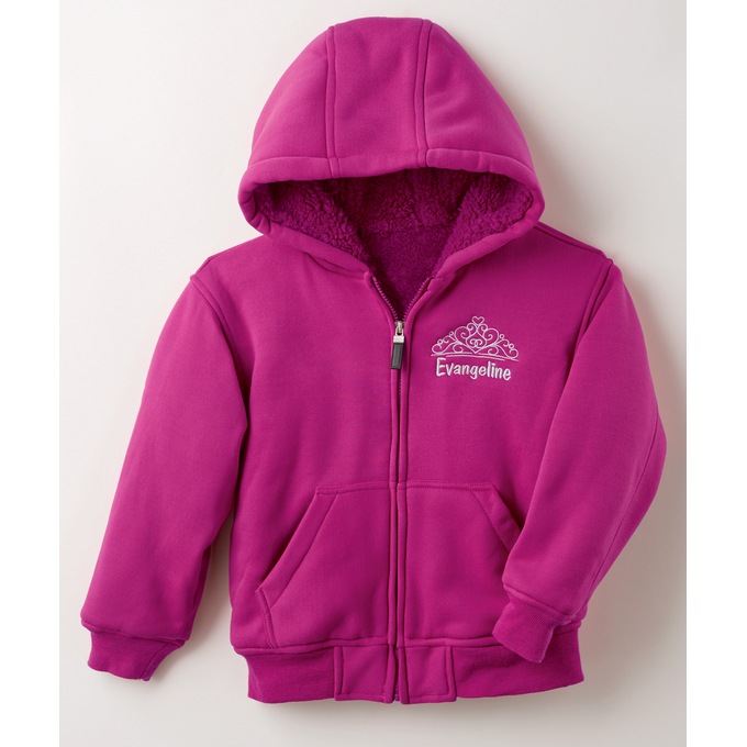 Sherpa-Lined Zip Hoodie, Mulberry Pink, large