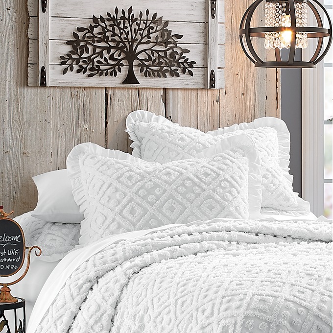 White chenille pillow sales shams