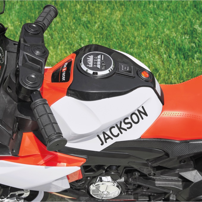 Ride-On Light-Up Motorcycle, Red Black, large