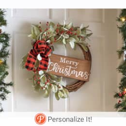 Merry Christmas Eucalyptus Berry Wreath, , large