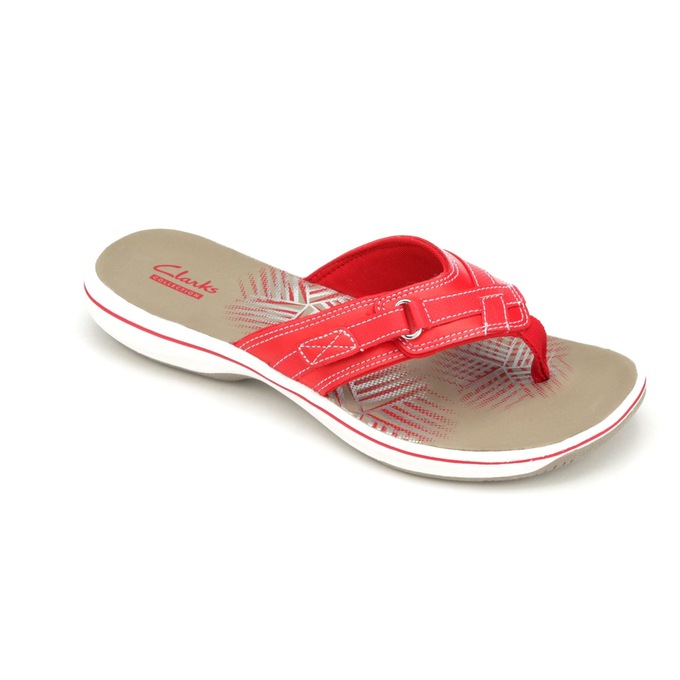 Red clarks flip flops shop
