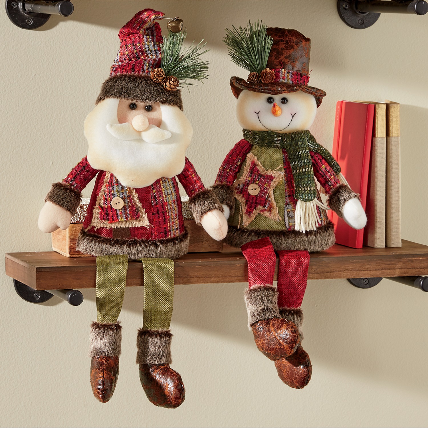 Set of 2 Fabric Holiday Shelf Sitters Country Door