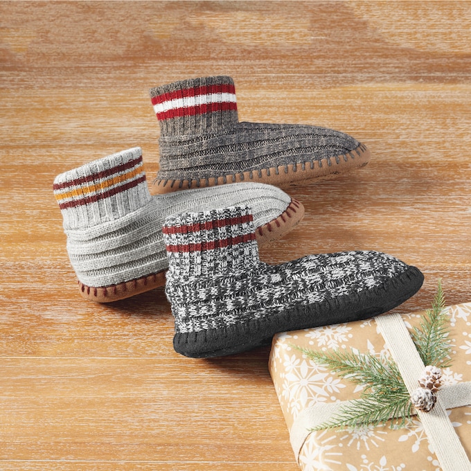 MUK LUKS Cuff Sweater-Knit Slipper Bootie for Men, , large