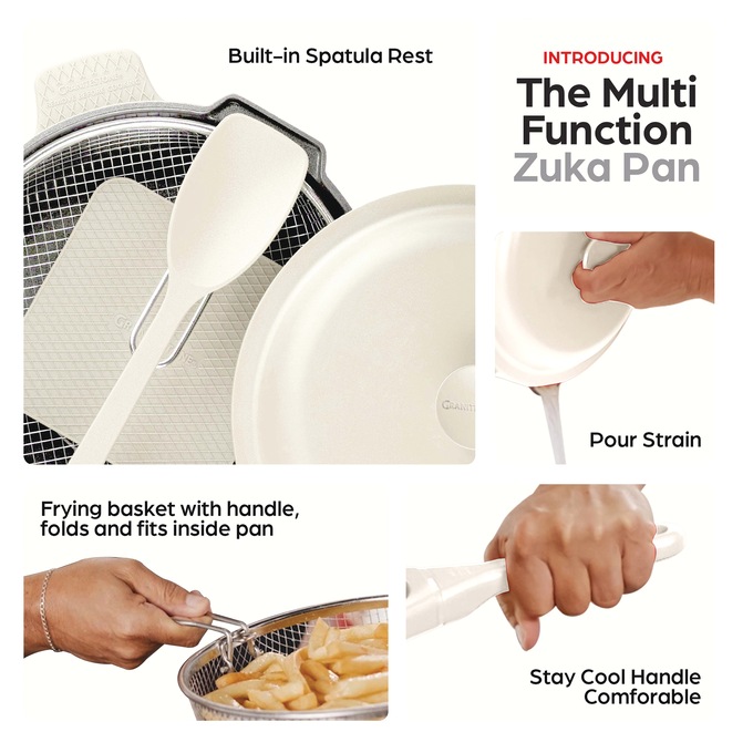 Granitestone 10" Zuka Pan, Cream, large