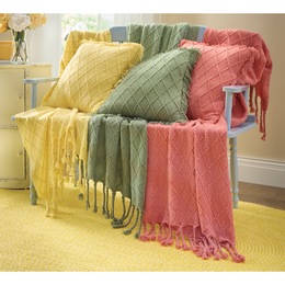 Diamond Textured Throw and Pillow, , large