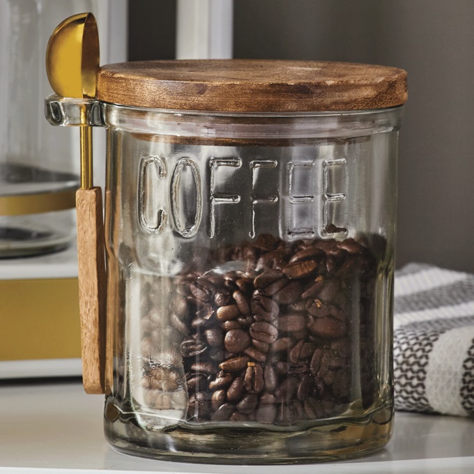 Glass Coffee Canister with Scoop, , large