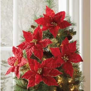 Set of 5 Poinsettia Tree Clips, , large