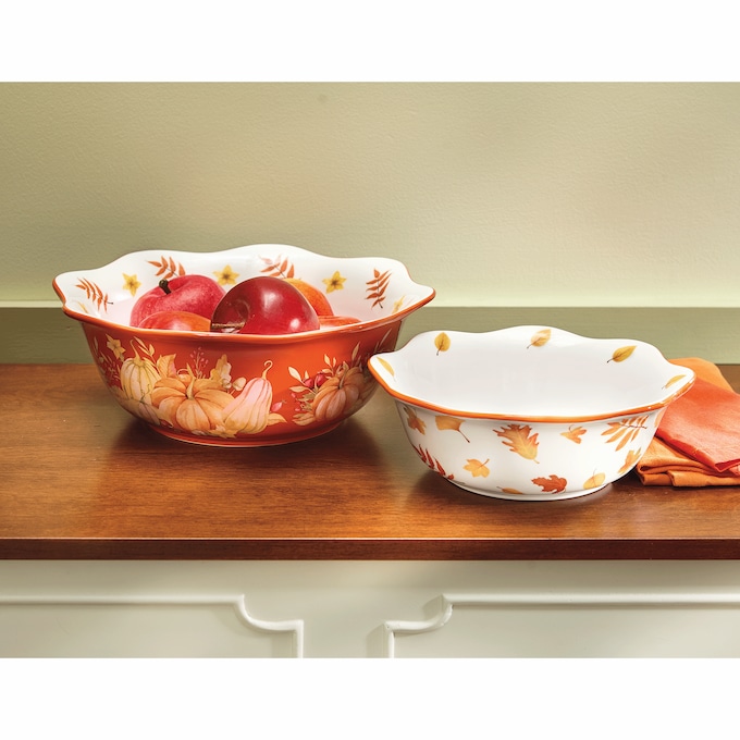 Set of 2 Harvest Ruffled Edge Bowls, , large