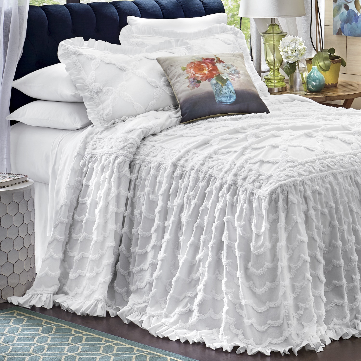 angelica ruffle chenille bedspread