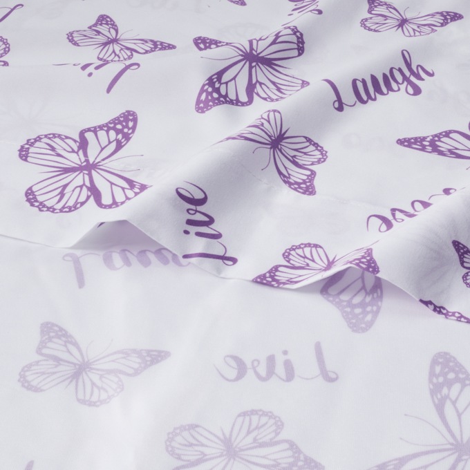 2-Pack Butterfly Sentiments Microfiber Sheet Set, , large