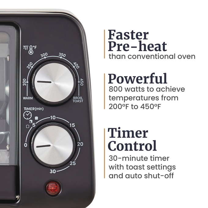 Elite Gourmet 4-Slice Countertop Toaster Oven with Crumb Tray, Black, large