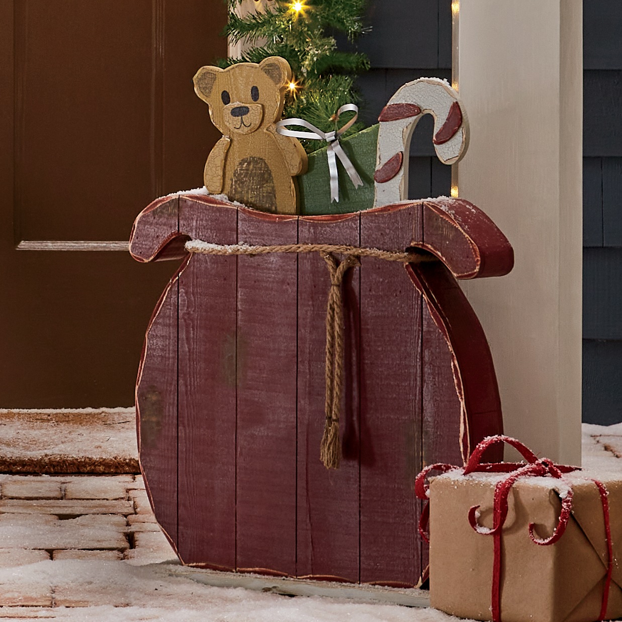 Chunky Wood Cutouts Christmas Sack, , large