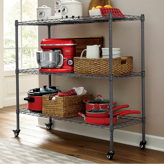3-Tier Wide Mobile Tower Shelves, , large