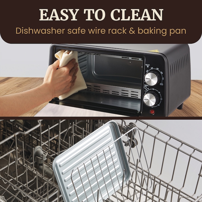 Elite Gourmet 4-Slice Countertop Toaster Oven with Crumb Tray, Black, large