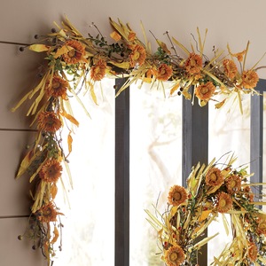 Orange Floral and Grasses Garland, , large
