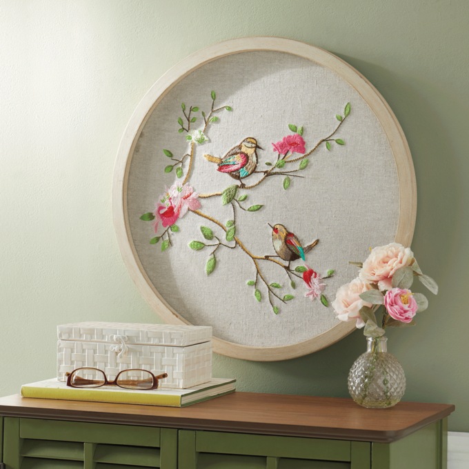 Embroidered Bird Art, , large
