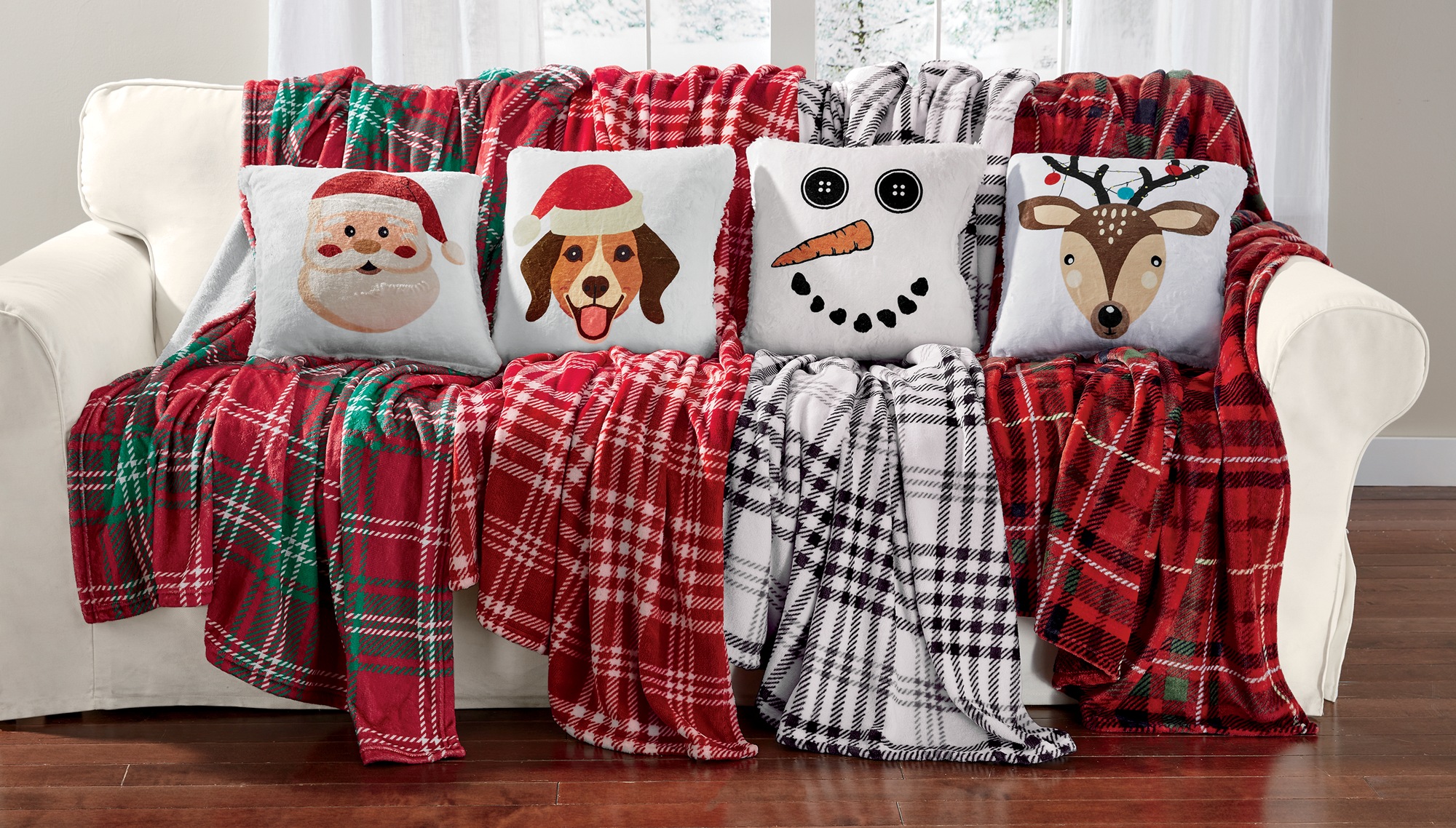 Novelty Plush Throw and Pillow Set Country Door