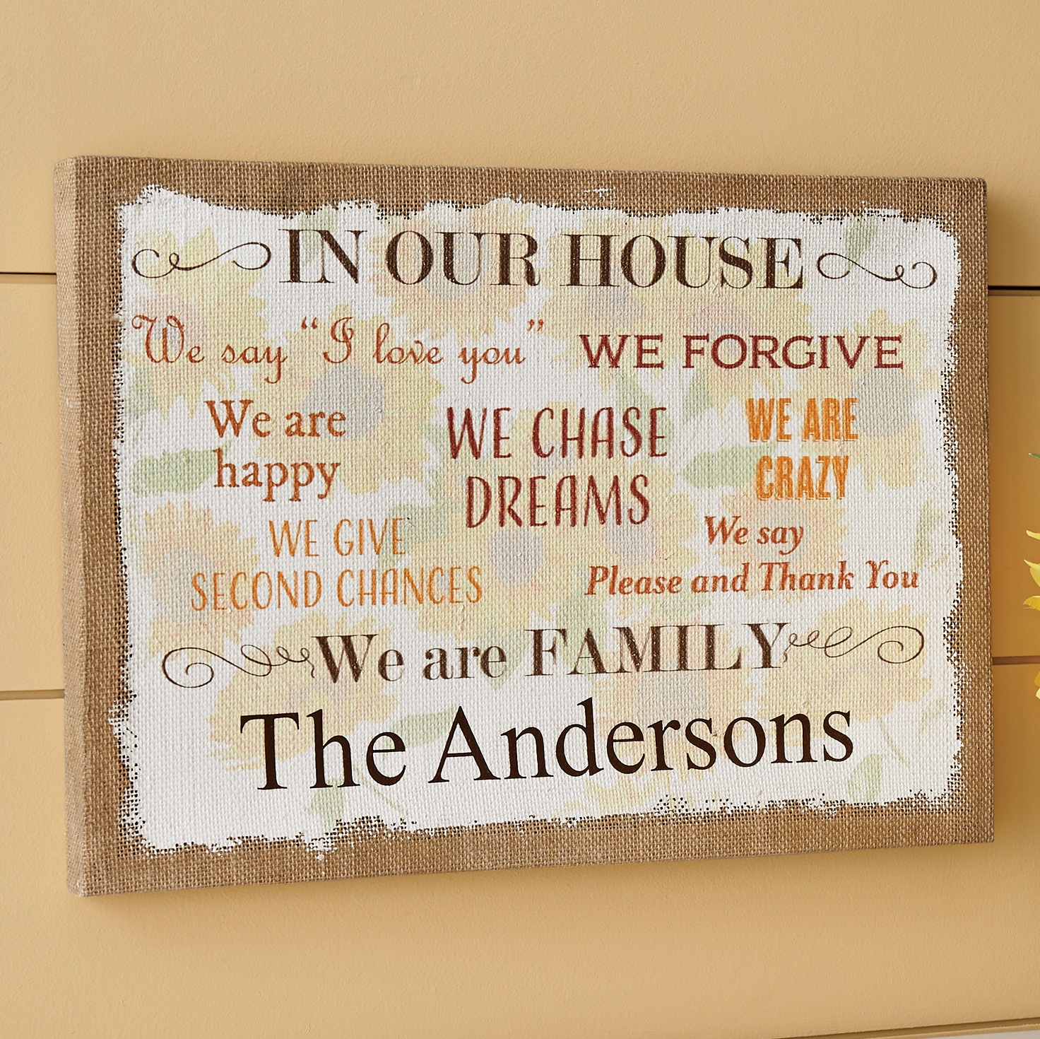 Personalized In Our House Burlap Art Country Door