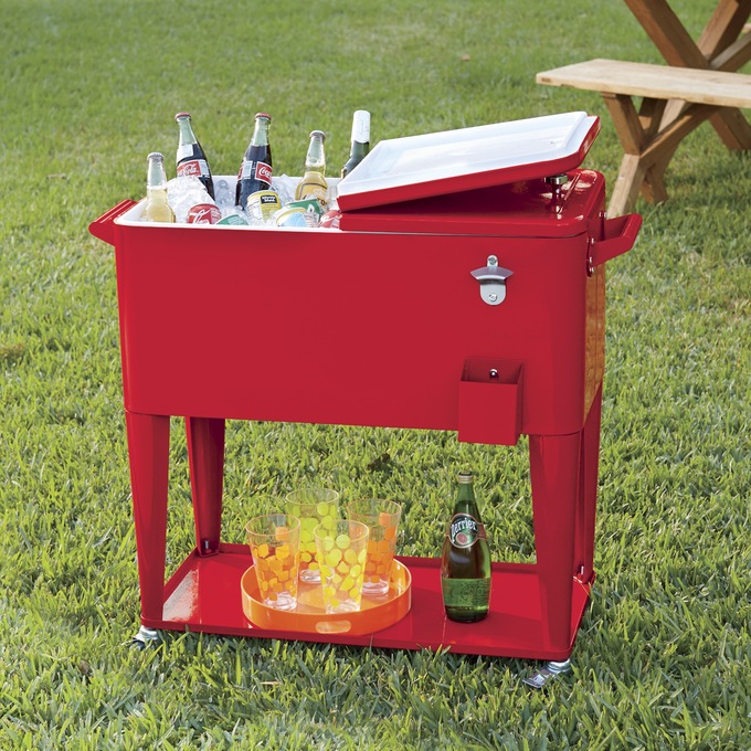 Rolling Cooler, Red, large
