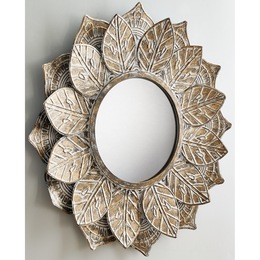 Embossed Leaves Decorative Wall Mirror, , large