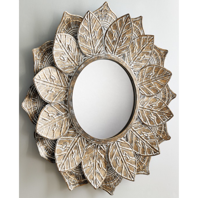 Embossed Leaves Decorative Wall Mirror, , large