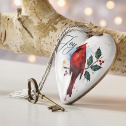 Christmas Cardinal Joy Art Heart, , large