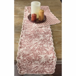 Gingham and Toile Quilted Runner, , large