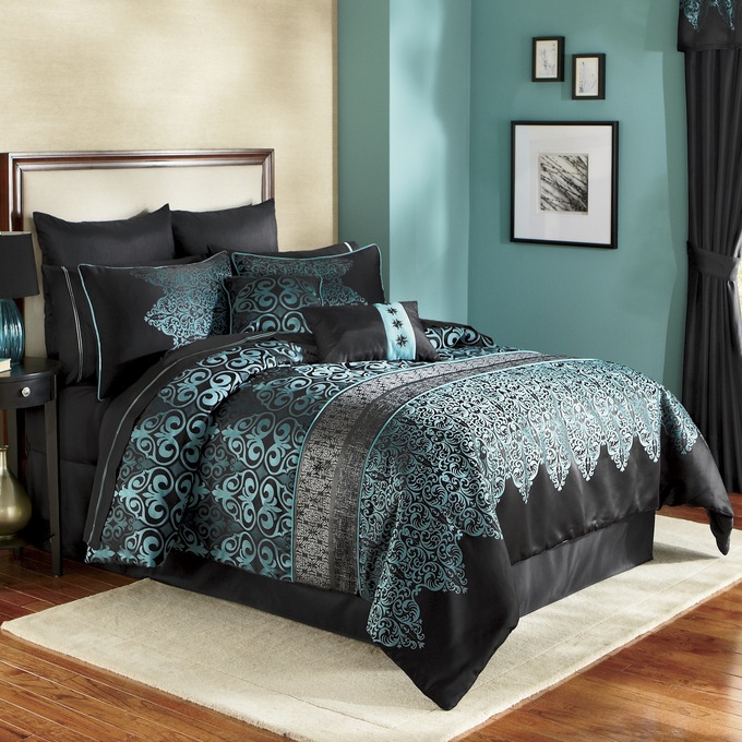 Kismet 10-Piece Luxury Woven Jacquard Comforter and Sheet Set, , large