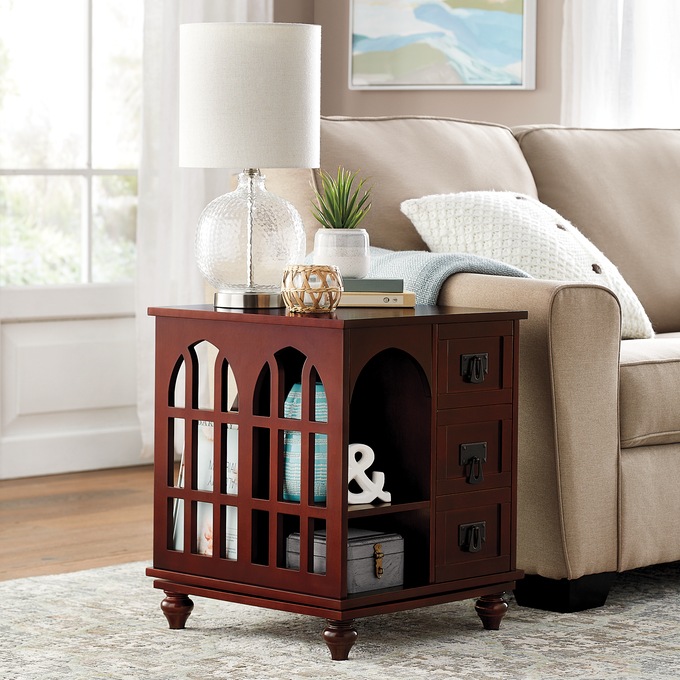 Arched Mission Revolving End Table, , large
