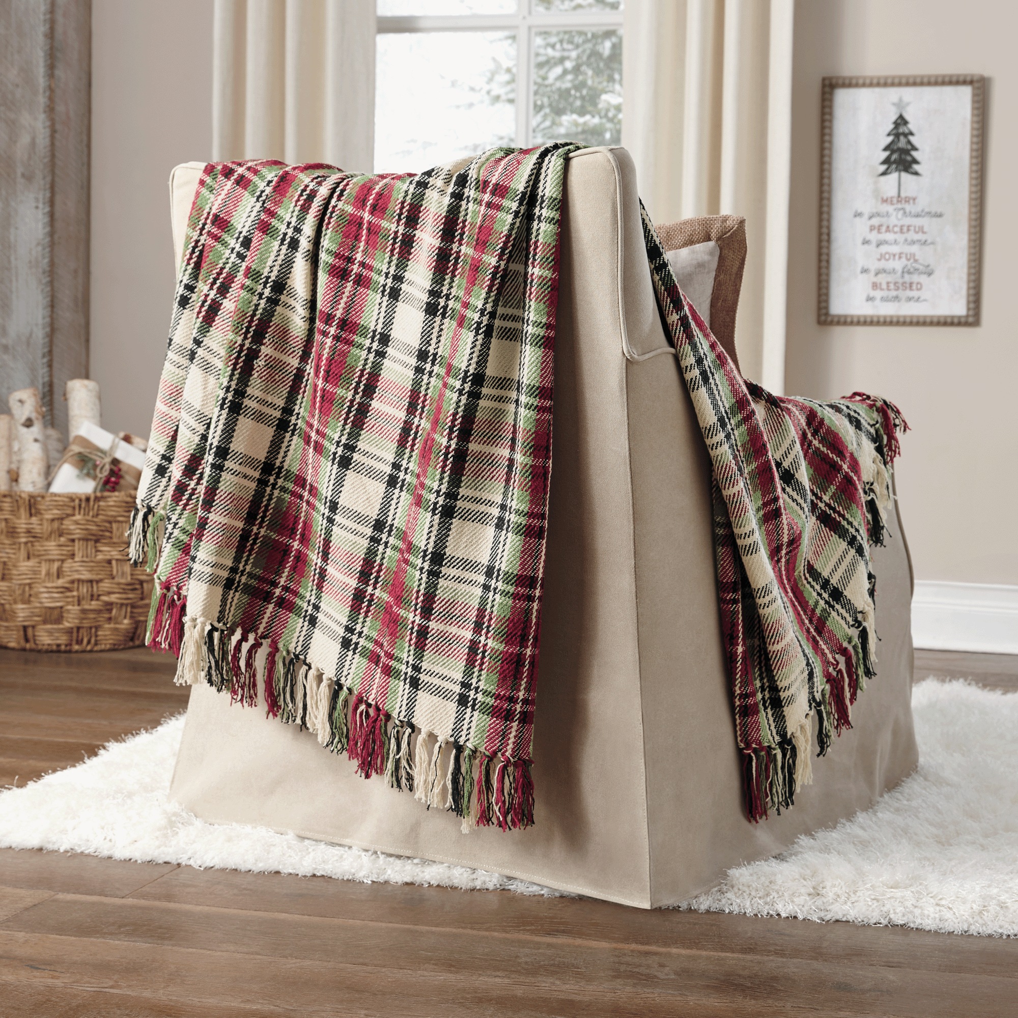 Seasonal Plaid Throw, , large