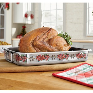 Poinsettia Roaster with Rack, , large