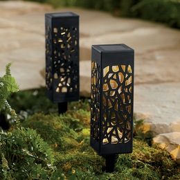 Set of 2 Solar Column Garden Lights, , large