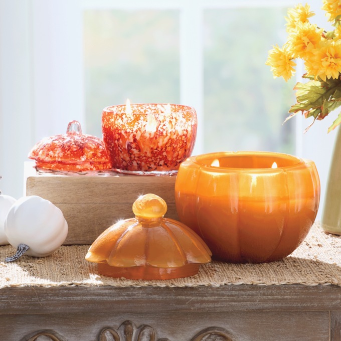 Set of 2 Harvest Glass Candles, , large