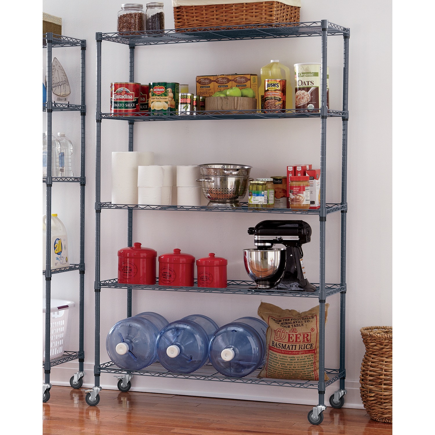 5Shelf Wide Metal Rolling Rack Country Door