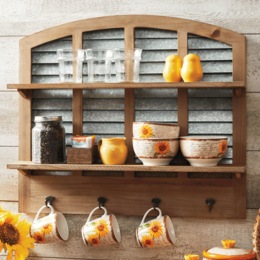 Shutter Wall Shelf with Hooks, , large