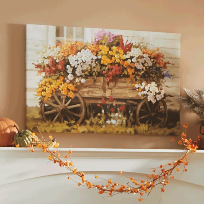 Fall Floral Garden Cart Canvas, , large
