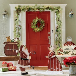 Lit Pine Garland and Lit Wreath, , large