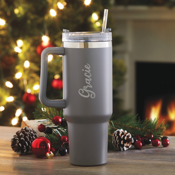 Personalized Script Stainless Steel 40-oz. Travel Mug, , large